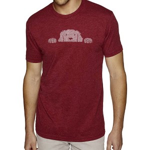 LA Pop Art Men's Premium Blend Word Art T-shirt - Peeking Dog - 1 of 4