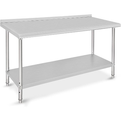 Stainless Steel Work Table–Adjustable Utility Kitchen Cart with Backsplash,Heavy Duty Equipment