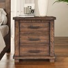 Whisen Wood Farmhouse Nightstand with 3 Drawers - 2 of 4