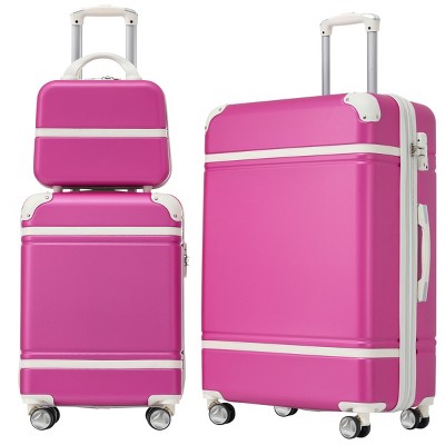 Hardshell Luggage Sets 3 Pieces,20"+24" Luggages And Cosmetic Case With Lightweight Spinner Suitcase Wheels And Tsa Lock-Cuddlewood