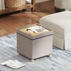 Costway 1/2 PCS 18 Inches Ottoman with Storage,Tray & Rubber Wood Legs for Small Space Living Room Gray/Beige - 2 of 4