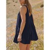 Women Tank Dress Sleeveless Scoop Neck Loose Mini Dress A-Line Sundresses Swimsuit Coverup with Pockets Navy Blue S - 4 of 4
