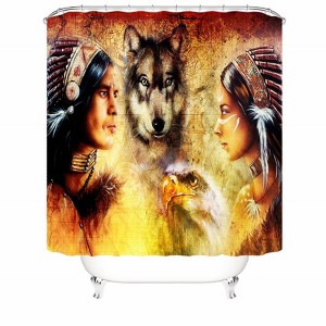 Aboriginal People And Wolves Shower Curtains for Bathroom Waterproof Fabric Bath Curtain Durable Soft Stylish Bathroom Decor 72x72 Inch - 1 of 1