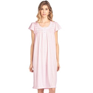 Casual Nights Women's Short Sleeve Floral And Lace Nightgown - 1 of 4