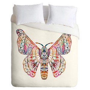 Stephanie Corfee Artsy Moth Duvet Queen Pink - Deny Designs , White Multicolored