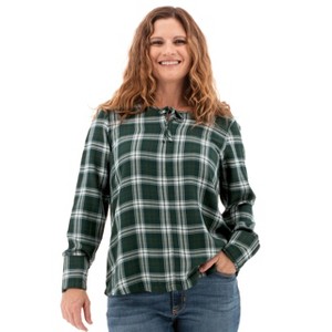 Aventura Clothing Women's Ilex Long Sleeve Split Neck Blouse - Green Gables, Size Small - 1 of 4