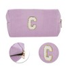 Unique Bargains Corduroy Rectangular Letter Makeup Bag Pink Purple 1 Pc - 4 of 4