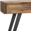 Solid Acacia Wood and Metal Modern Industrial Console Table with 3 Drawers, Metal Angled Legs and Multipurpose Design - 2 of 4