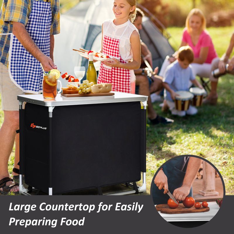 Costway Portable BBQ Aluminum Camping Table Kitchen Cook Station w/ Storage Organizer, 5 of 11