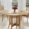 PexFix 60" x 60" Farmhouse Kitchen Dining Room Table Furniture Round Natural Kitchen Table with Rattan Woven Legs for Kitchen Bar Living Room - 3 of 4