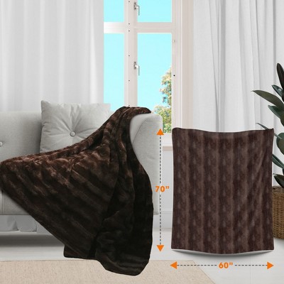 Chocolate Faux Fur Reversible Throw Blanket for Pets