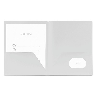 Universal Two-Pocket Plastic Folders 11 x 8 1/2 White 10/Pack 20544