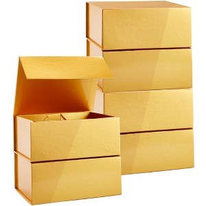 Stockroom Plus 6 Pack Magnetic Gift Boxes with Lids, 9.5x7x4 Inches for Birthday, Wedding, Groomsman and Bridesmaid Proposal Box, Gold - 1 of 4