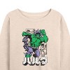 Women's - Marvel - Hulk Katakana Lightweight French Terry Wide Neck Long Sleeve Shirt - 2 of 4