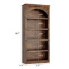 Farmhouse Arched Bookshelf, 69" Tall Bookcase w/Arche Design, Wooden Arch Book Shelf with Wooden Base, 5 Tier Bookshelves - 2 of 4