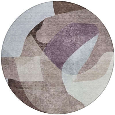 Brown And Taupe Abstract Washable Indoor Outdoor Area Rug
