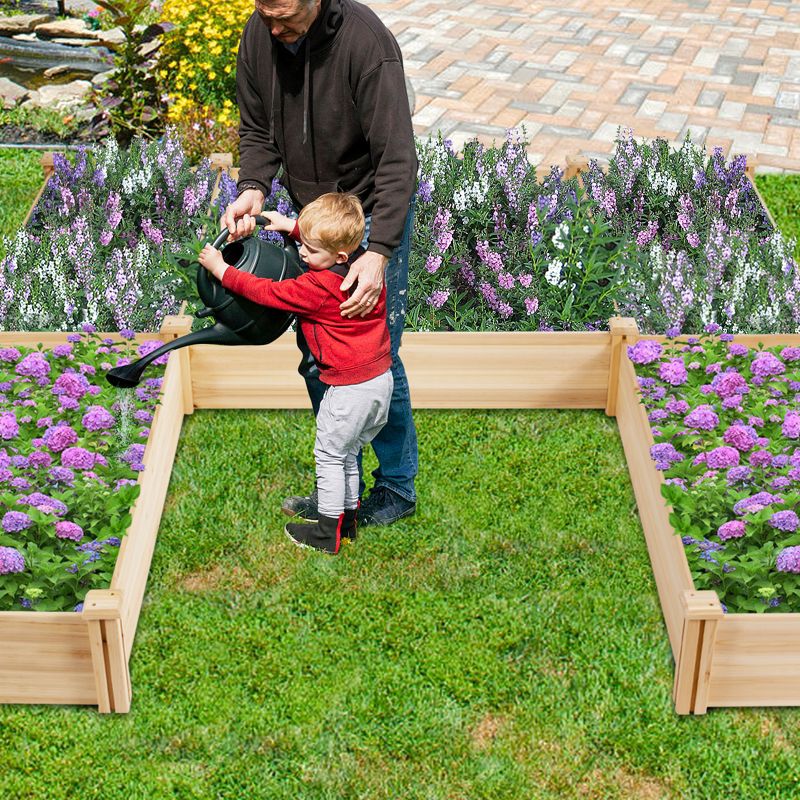 Tangkula Elevated Garden Bed U-shaped Wooden Planters Flexible Combination Suitable for Vegetable Flower Herb, 3 of 8