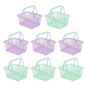 Unique Bargains Plastic Grocery Shopping Toy Storage Mini Decorative Baskets 6.3" x 3.5" x 5.1" 8 Pcs - 1 of 4