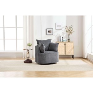 APRILSOUL 360° Swivel Accent Chair, Solid Wood Frame, Sleek Curved Backrest, Modern Barrel Design - 1 of 4