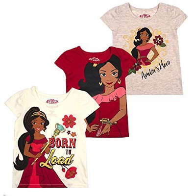Disney Girl's 3-Pack Elena of Avalor Short Sleeve Graphic Tees for Kids