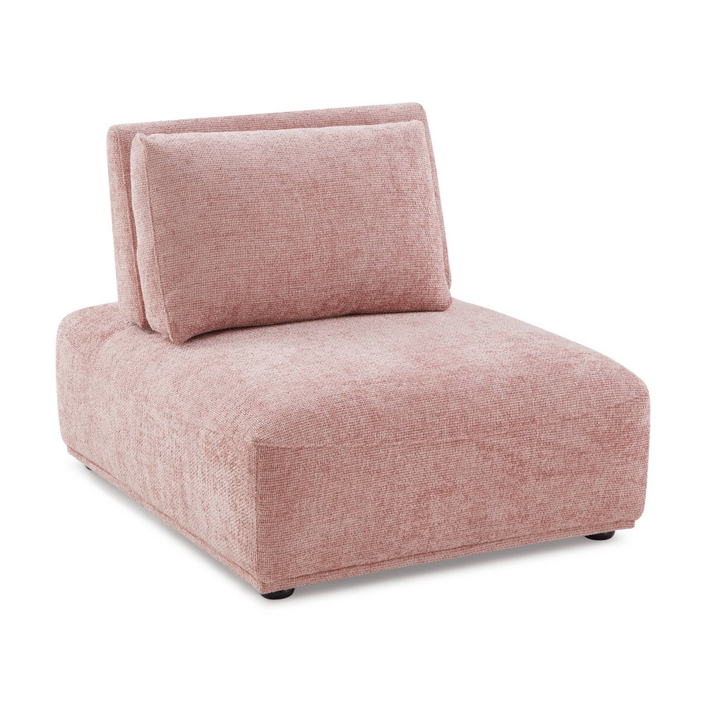 HOMES: Inside + Out Povoa Modern Modular Armless Chair Chenille with Extendable Backrest Pink