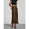 Women's Satin Maxi Skirt - High Waist A-Line Long Skirt for Elegant Office Wear Coffee Brown - 4 of 4