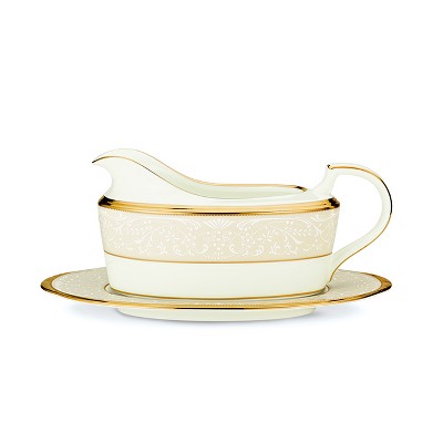 Noritake White Palace Gravy Boat with Tray