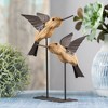 Bird Figurines on Metal Stands, Set of 2 – 6.25"H & 8"H Natural Fir Wood Rustic Decor By Melrose - 4 of 4