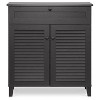 Calvin Shoe - Storage Cabinet - Espresso - Baxton Studio: Modern Organizer with 4 Shelves & Drawer - 2 of 4