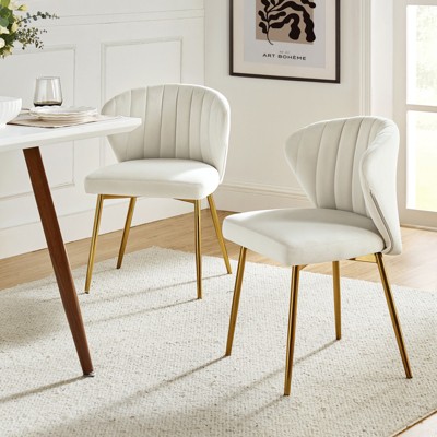 Isaac Velvet Dining Chair Set of 2 living Room Accent Chair with Tufted Back Side Chair| Karat Home