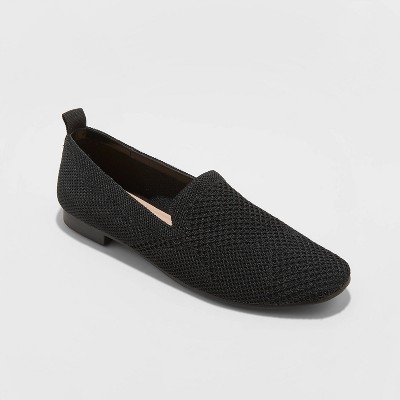 flat black loafers women's