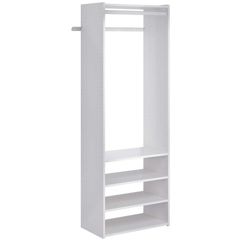 Easy Track Ph34 25 1 8 Wide Closet Organizer System With Three White, Wall Mounted Closet Shelves