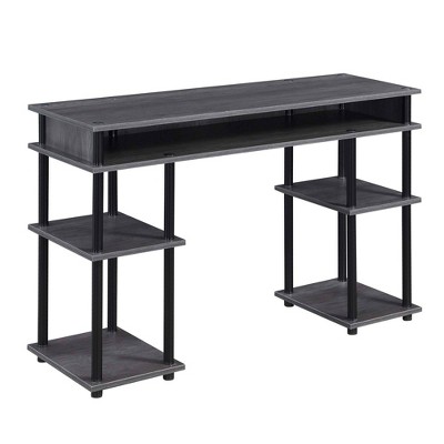 Designs2Go No Tools Student Desk with Shelves Charcoal Gray/Black - Breighton Home