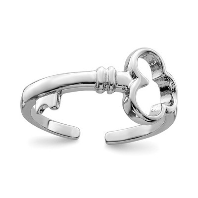 Black Bow Jewelry Rhodium Plated Sterling Silver 8mm Key Toe Ring