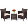 Costway Outdoor 3 PCS PE Rattan Wicker Furniture Sets Chairs  Coffee Table Garden - 2 of 4