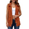 Imily Bela Women's Casual Military Utility Vest Lightweight Sleeveless Drawstring Jackets with Pockets - 3 of 4