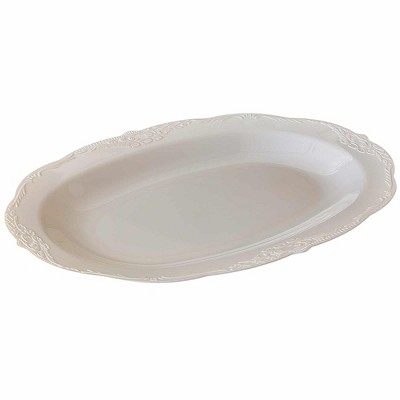 Silver Spoons Elegant Vintage Plastic Serving Trays, Disposable Plastic Trays and Platters for Party, 12.5" x 9” - (3 PC)