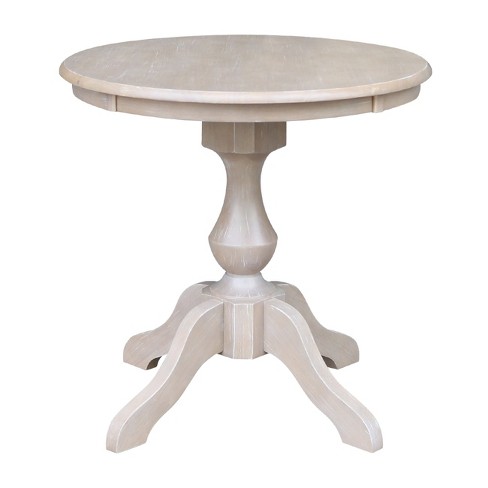 Solid Wood 30 X 30 Round Pedestal Dining Table Weathered Gray International Concepts Target