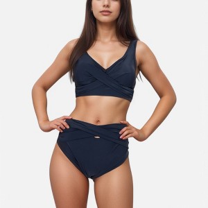 Anna-Kaci Swim Women's Crossover Bikini Set with Wide Strap Top and High Waist Twist Front Bottoms - 1 of 4