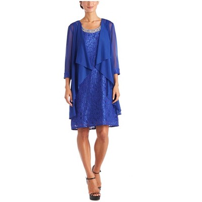 R & M Richards Womens Waterfall Jacket Sheath Dress