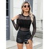 Nlife Womens Nashville Mesh Sheer Sparkly Top Glitter See Through Tops Tee Shirt Long Sleeve Concert Rave Outfits - 2 of 4