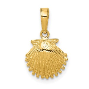 Black Bow Jewelry 14k Yellow Gold Small Textured Scallop Shell Pendant - 1 of 4