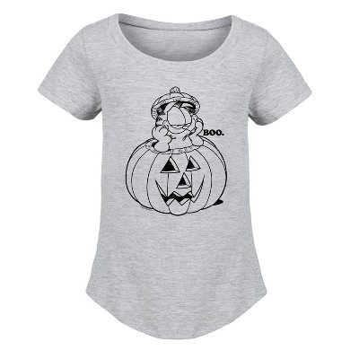 Girls' - Garfield - Boo Pumpkin Fitted Short Sleeve Graphic T-Shirt