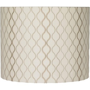 Springcrest Embroidered Hourglass Medium Lamp Shade 14" Top x 14" Bottom x 11" High (Spider) Replacement with Harp and Finial - 1 of 4