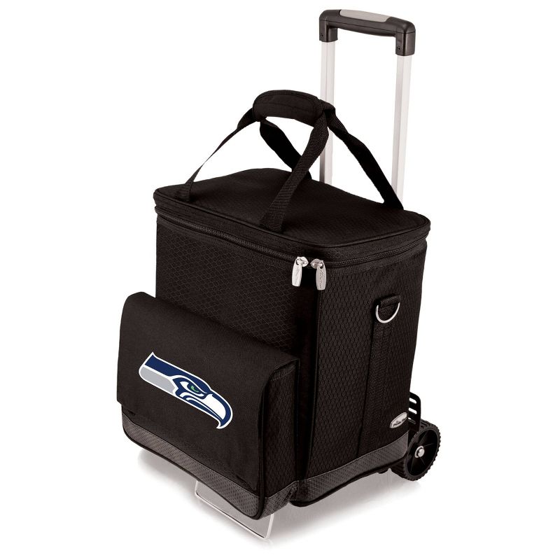 NFL Seattle Seahawks Cellar Six Bottle Wine Carrier and Cooler Tote with Trolley, 1 of 5