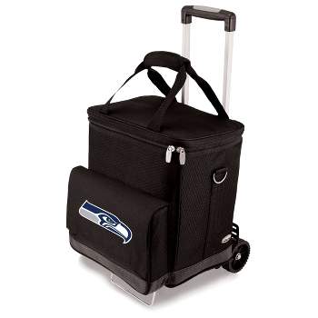 NFL Seattle Seahawks Cellar Six Bottle Wine Carrier and Cooler Tote with Trolley