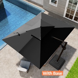 Pellebant 9X10.5FT Double Top Cantilever Umbrella Outdoor 360 Rotation 6 Heights Adjustable Offset Umbrella with Metal Pole and Base - 1 of 4