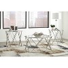 3pc Madanere Coffee and End Table Set Chrome Finish - Signature Design by Ashley: Modern Hexagonal Shape, Tempered Glass - 3 of 4