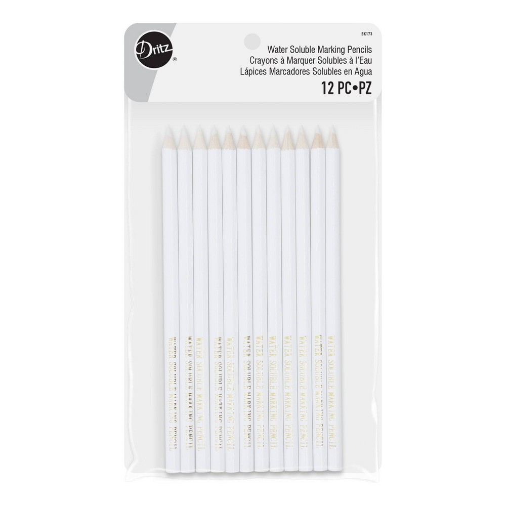 Dritz 12ct Marking Pencils Water Soluble White: Wood Cased, 0.9mm Point, Art & Stationery, Ages 12+