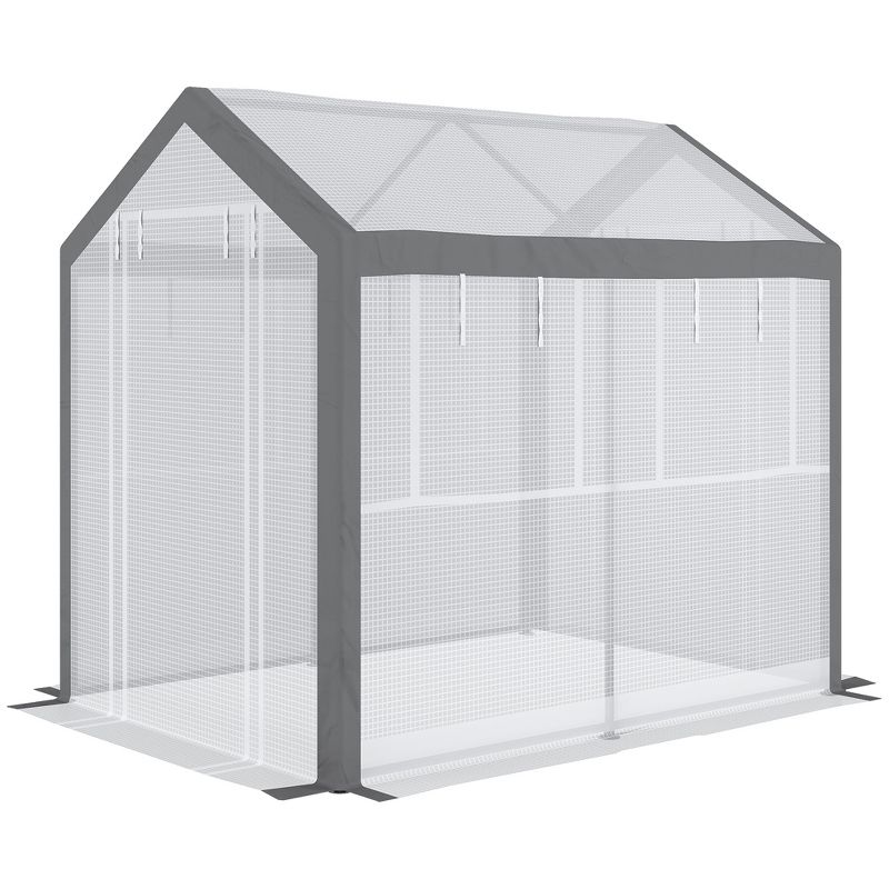 Outsunny Walk-In Greenhouse, Outdoor Gardening Canopy with Roll-up Windows, Zippered Door & Weather Cover, 4 of 7